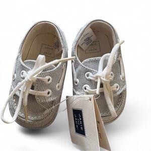 Janie‎ and Jack Sailor Lace Up Striped Shoes Baby Size 2 Nautical